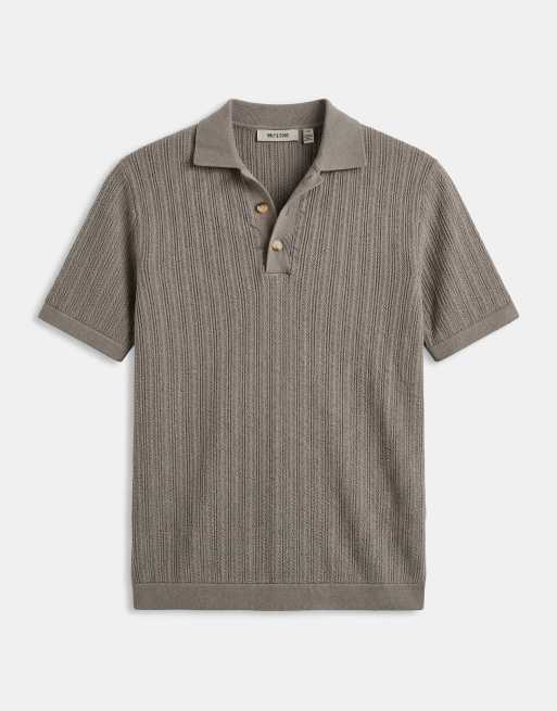 ONLY & SONS - Opengebreide polo in licht kaki, 6 van 7