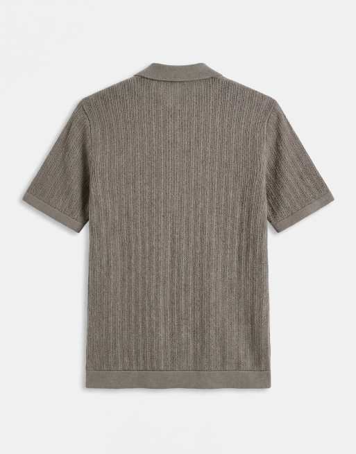 ONLY & SONS - Opengebreide polo in licht kaki, 7 van 7