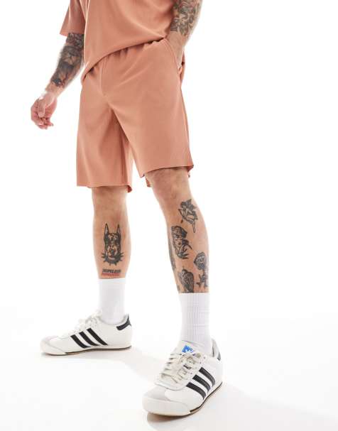 ONLY & SONS – Orange plisserade shorts i slouchy passform, del av set - view 1