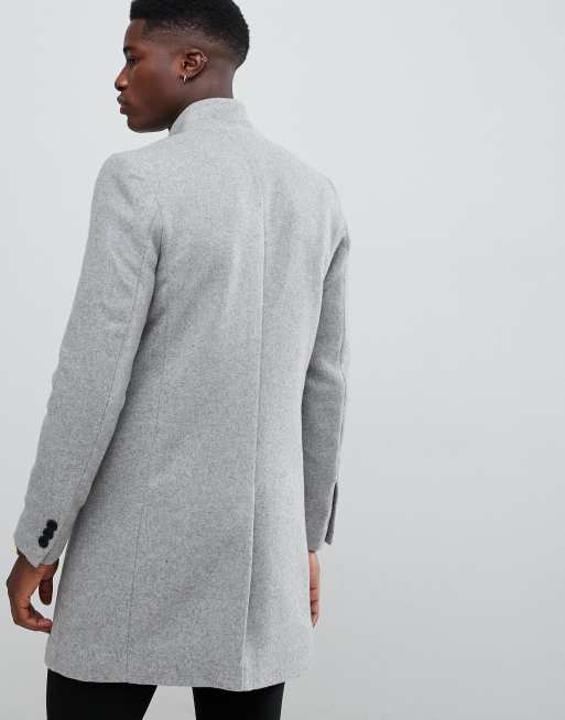 Only & sons hot sale stand collar wool overcoat