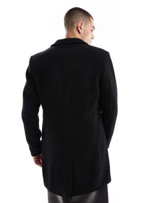 Only & Sons Overcoat With Wool In Black