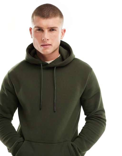 Only & Sons overhead hoodie in dark green | ASOS