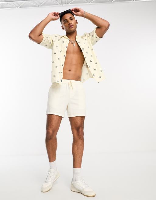 Only & Sons - Overhemd met korte mouwen, fijne print en boxy pasvorm in wit, 3 van 4