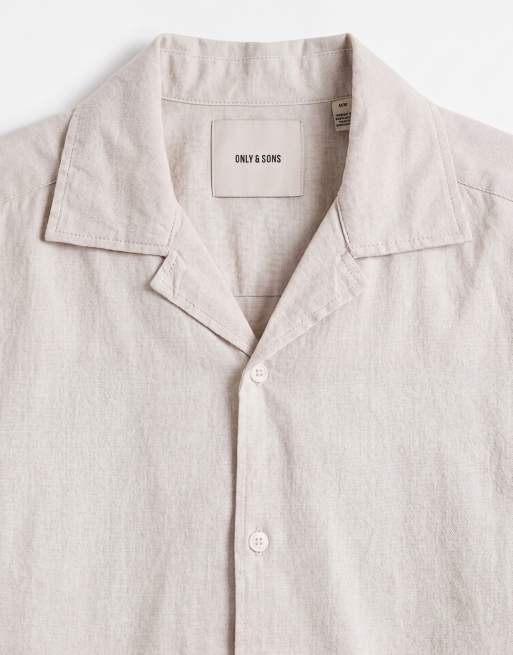 ONLY & SONS - Overhemd met linnenlook en reverskraag in beige, deel van co-ord set, 8 van 9