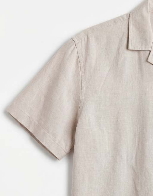 ONLY & SONS - Overhemd met linnenlook en reverskraag in beige, deel van co-ord set, 9 van 9