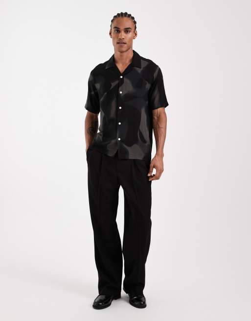 ONLY & SONS - Overhemd met reverskraag, print en wassing in zwart, 2 van 5