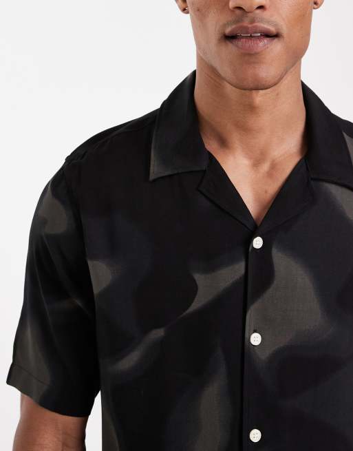 ONLY & SONS - Overhemd met reverskraag, print en wassing in zwart, 4 van 5