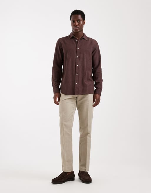 ONLY & Sons - Overhemd van linnenmix in bruin, 2 van 5