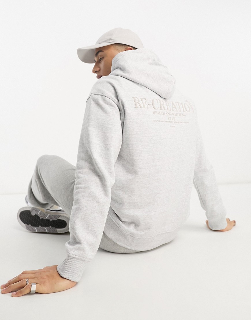 ONLY & SONS overiszed hoodie with re-creation back print in grey marl-Neutral