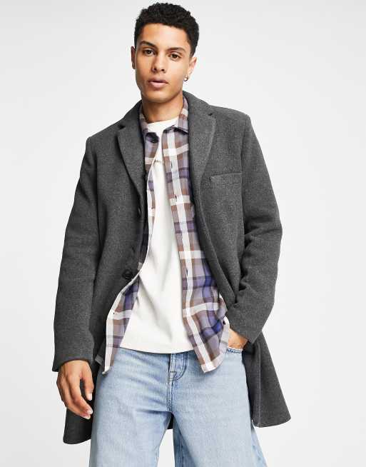 Only & Sons - Overjas van wolmix in grijs