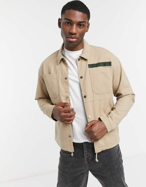 Only & Sons overshirt jacket in beige | ASOS