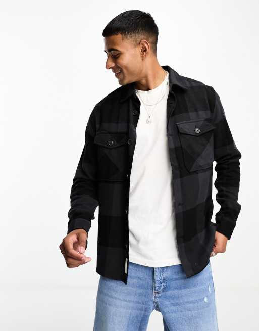 Only & Sons - Overshirt met buffalo-ruit in marineblauw en zwart