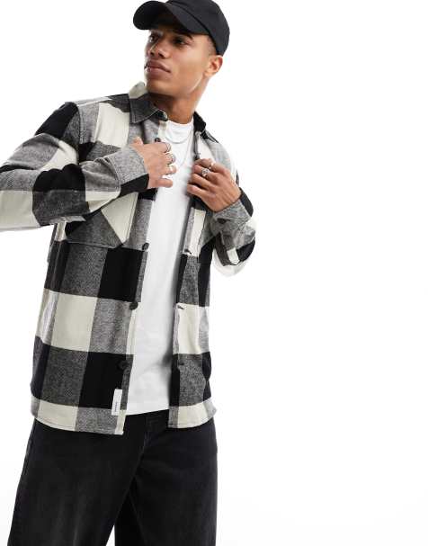 Only & Sons - Overshirt met buffalo-ruiten in zwart met beige - view 1