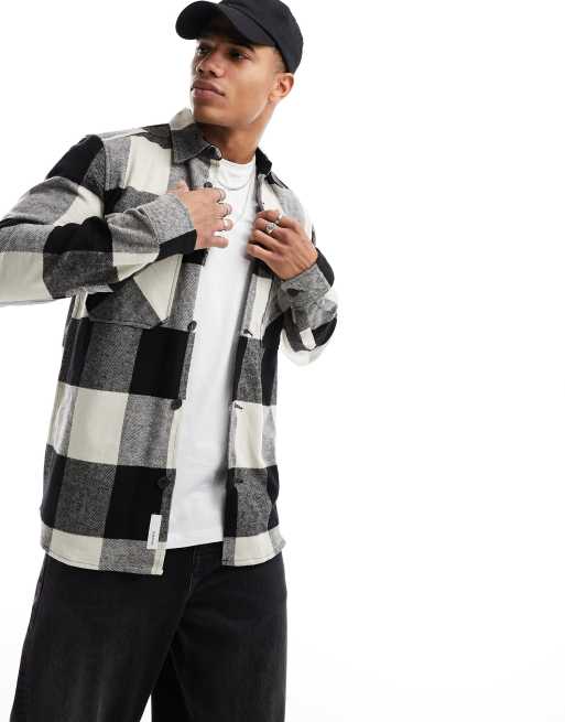 Only & Sons - Overshirt met buffalo-ruiten in zwart met beige