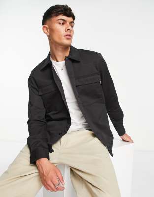 Only & Sons Borg Overshirt With Chest Pockets In Black | ModeSens