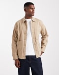 [ONLY & SONS] ONLY & SONS overshirt with wide pockets in beige-Neutral 2XL Chinchilla