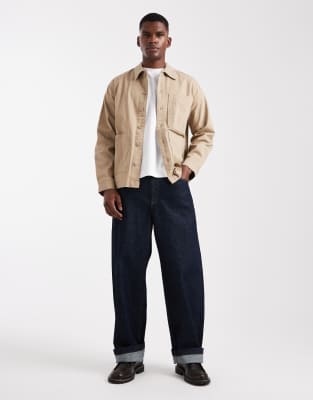 Only & Sons Overshirt With Wide Pockets In Neutral