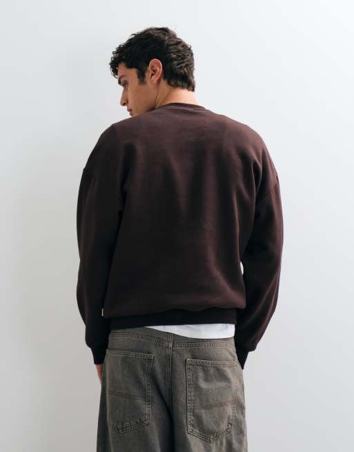 ONLY & SONS oversize bluza z okrągłym dekoltem w kolorze czekoladowym, 3 z 5