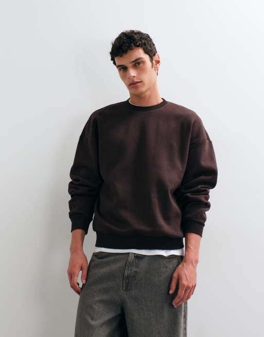 ONLY & SONS oversize bluza z okrągłym dekoltem w kolorze czekoladowym, 4 z 5