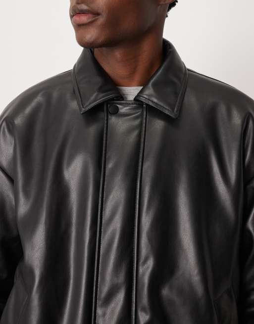 ONLY & SONS – Oversize-Bomberjacke aus Kunstleder in Schwarz, 5 von 5