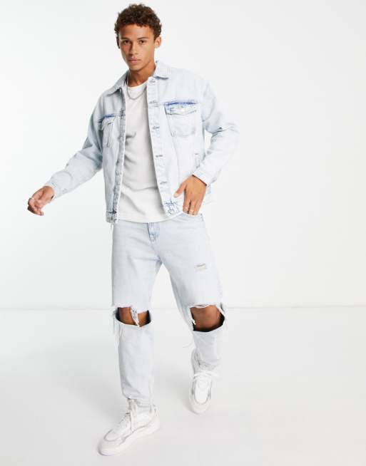 Oversized mud-wash jean jacket, Djab