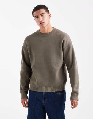 Only & Sons Oversize Fit Crew Neck Knit In Green