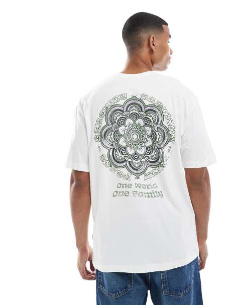 ONLY & SONS oversize fit t-shirt with mandala back print in white - view 1