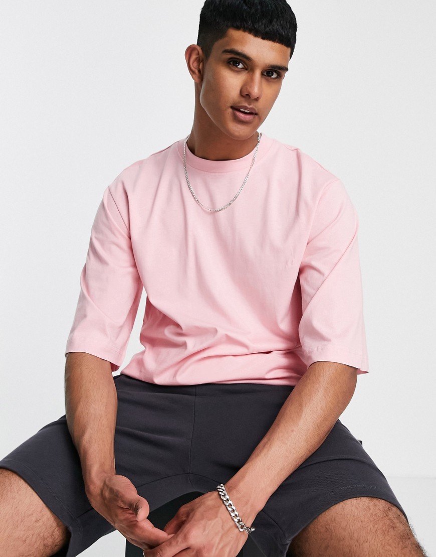 Only & Sons oversize half sleeve T-shirt in pink organic cotton