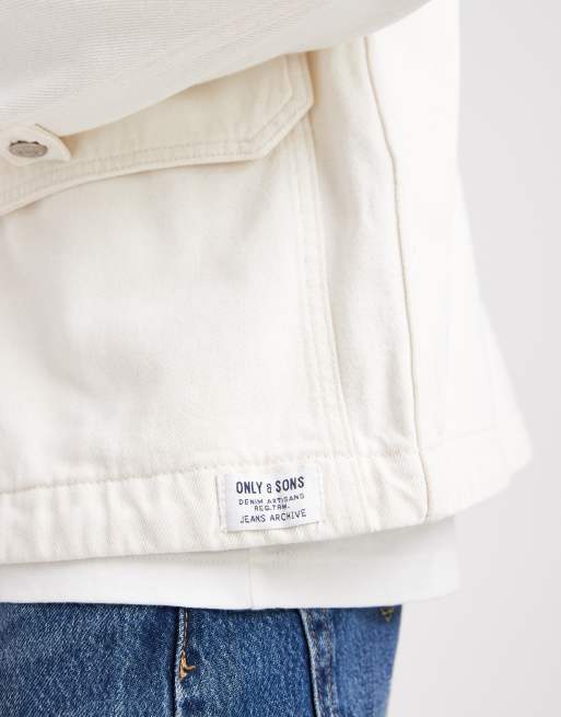 ONLY & SONS – Oversize-Jeansjacke in Ecru, 5 von 5