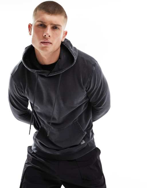 Only & Sons – Oversize-Kapuzenpullover in Acid-Waschung in Schwarz