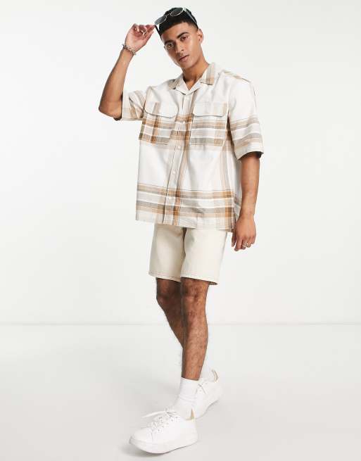 Only & Sons oversize revere shirt in white check - part of a set