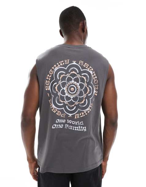 ONLY & SONS oversize singlet with mandala back print in grey - view 1