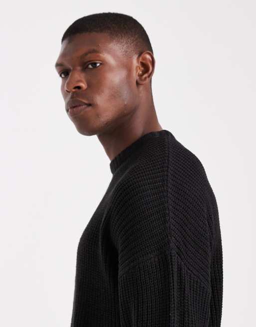 ONLY & SONS – Oversize-Strickpullover in Schwarz mit Patentmuster, 5 von 5