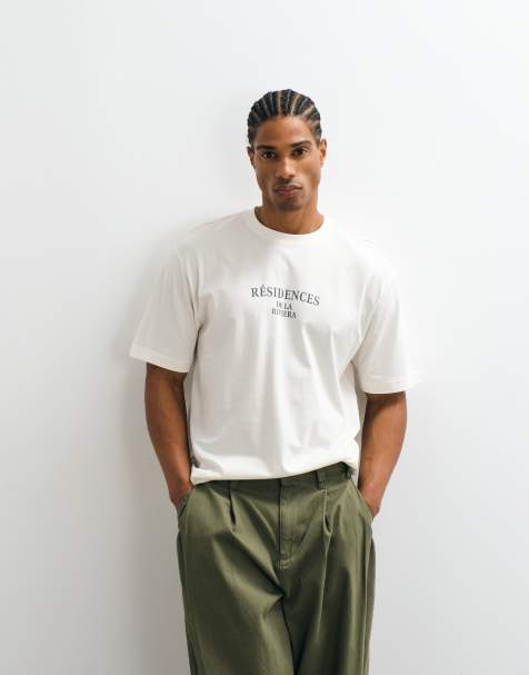 ONLY & SONS – Oversize-T-Shirt in Cremeweiß mit Résidences-Rückenprint - view 1