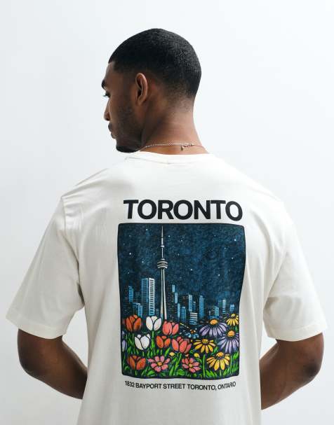 ONLY & SONS – Oversize-T-Shirt in Cremeweiß mit „Toronto“-Rückenprint - view 1