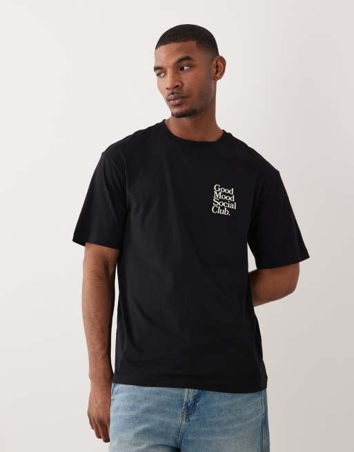 ONLY & SONS – Oversize-T-Shirt in Schwarz mit Cocktail-Print auf dem Rücken, 2 von 5
