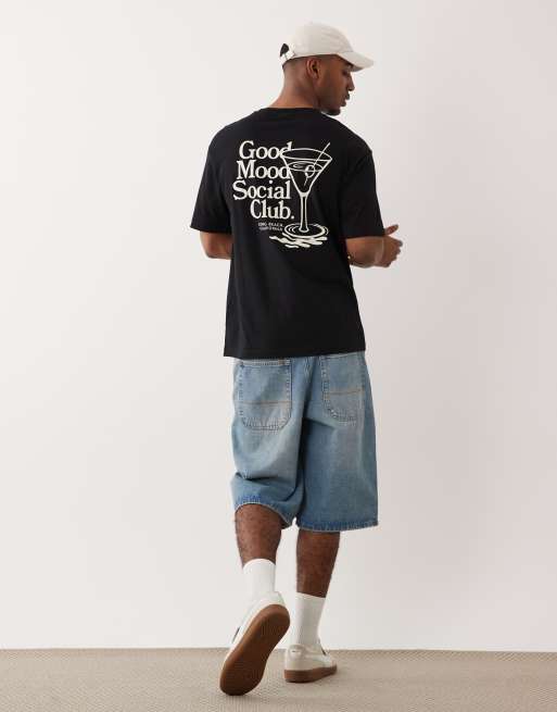 ONLY & SONS – Oversize-T-Shirt in Schwarz mit Cocktail-Print auf dem Rücken, 3 von 5