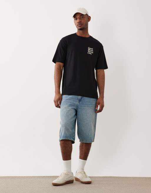 ONLY & SONS – Oversize-T-Shirt in Schwarz mit Cocktail-Print auf dem Rücken, 4 von 5