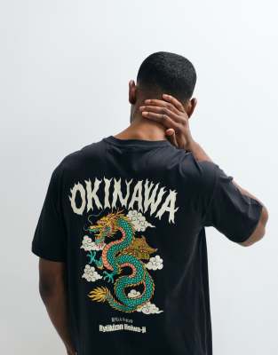 SONS - Oversize-T-Shirt in Schwarz mit Drachen-Rückenprint Schwarz XS