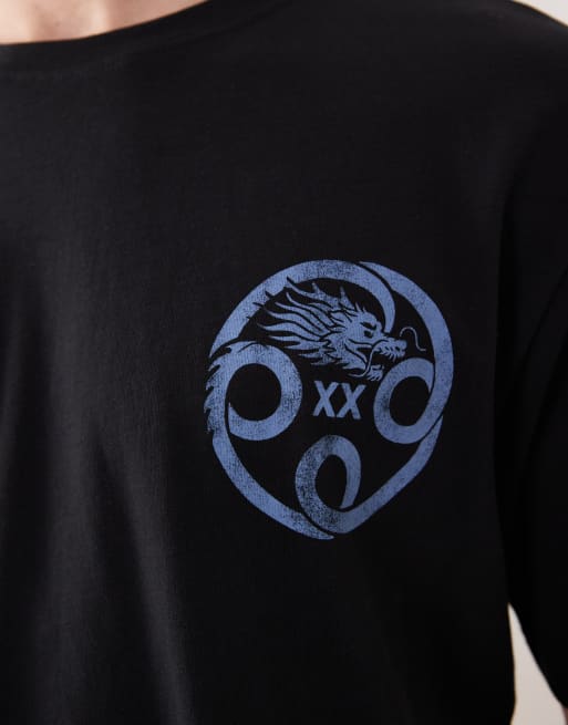 ONLY & SONS – Oversize-T-Shirt in Schwarz mit „Okinawa“-Drachenprint auf dem Rücken, 5 von 5
