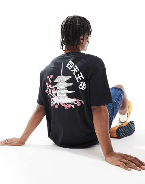 ONLY & SONS – Oversize-T-Shirt in Schwarz mit Tempel-Rückenprint - view 1