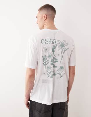SONS - Oversize-T-Shirt in Weiß mit botanischem Rückenprint Weiß L