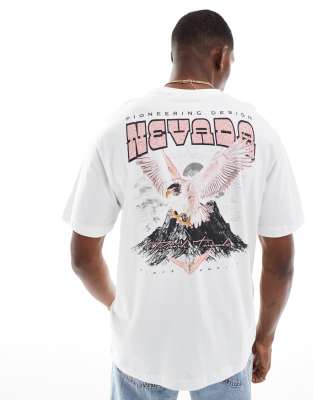 SONS - Oversize-T-Shirt in Weiß mit Nevada-Rückenprint Weiß XS