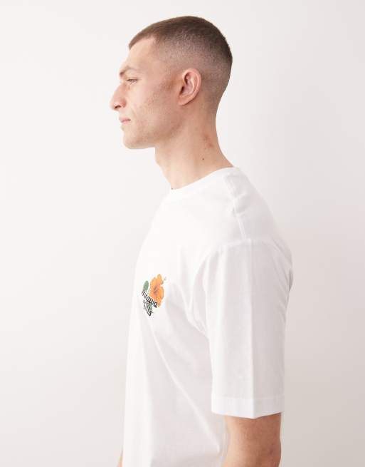 ONLY & SONS – Oversize-T-Shirt in Weiß mit rotem Blumenprint auf dem Rücken, 4 von 5