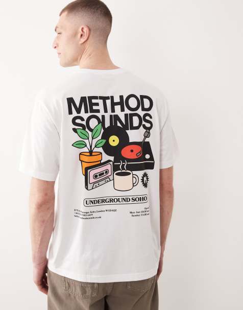 ONLY & SONS – Oversize-T-Shirt in Weiß mit Schallplatten-Rückenprint - view 1