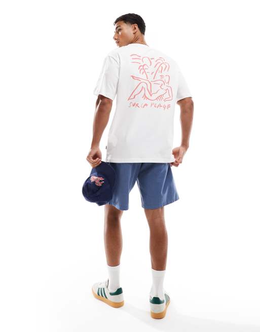 ONLY & SONS – Oversize-T-Shirt in Weiß mit „sur la plage“-Rückenprint, 3 von 4