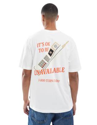 ONLY & SONS – Oversize-T-Shirt in Weiß mit „Unavailable“-Rückenprint - view 1