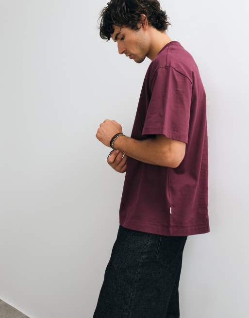ONLY & SONS Oversize-T-Shirt mit Leave Blank-Print in Burgunderrot, 3 von 5