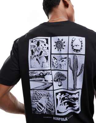 oversize t-shirt with block plant back print in black