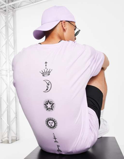 Only & Sons oversize t-shirt with palmistry back print in lilac